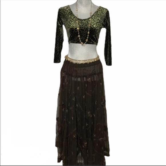 BELLY Dance Costume Gypsy Bohemian Festival Skirt Top Necklace Ensemble Box - Picture 1 of 7